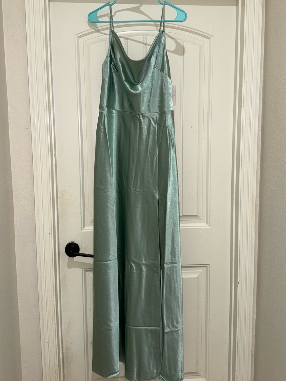 Birdy Grey Satin Slip Maxi Dress in Sage Green